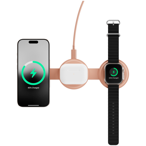 SATECHI OntheGo 3-in-1 Wireless Charger (Desert Rose) — фото 4