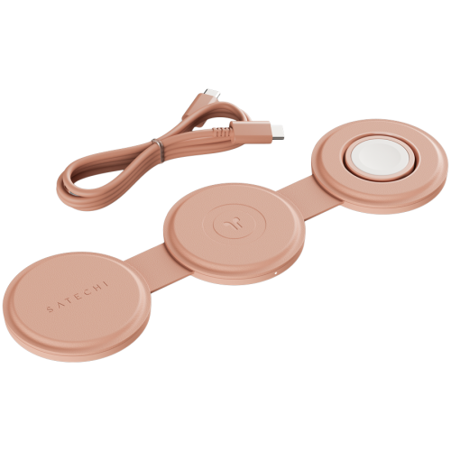 SATECHI OntheGo 3-in-1 Wireless Charger (Desert Rose) — фото 3
