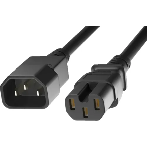 Шнур питания электрический силовой, серии TP-PC, IEC 60320 С14/IEC 60320 С15 прямой, 250B, 16A, 3х1.5 мм2, 1.5 м, черный