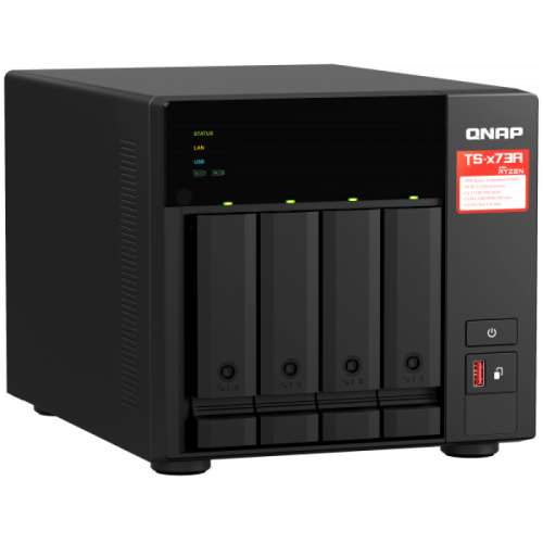 QNAP-4-bay NAS, AMD Ryzen V1000 series V1500B 4C/8T 2.2GHz, 8GB DDR4 RAM, 4x SATA 6Gb/s bays, 2x M.2 NVMe PCIe Gen3 SSD slots, 2 x 2.5GbE LAN, optional 10GbE — фото 2