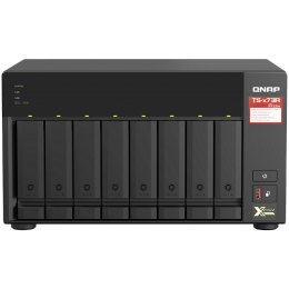 QNAP 8-Bay NAS, AMD RX-421ND 2.1~3.4 GHz, 8GB DDR4 RAM , 4x GbE LAN, optional 10GbE PCIe expansion, Surveillance Station free 4 & max 72 channels