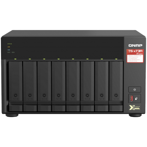 QNAP 8-Bay NAS, AMD RX-421ND 2.1~3.4 GHz, 8GB DDR4 RAM , 4x GbE LAN, optional 10GbE PCIe expansion, Surveillance Station free 4 & max 72 channels