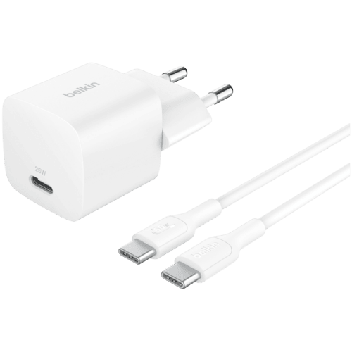 BELKIN 25W USBC PD WALL CHARGER & 1M PVC C-C, WHT