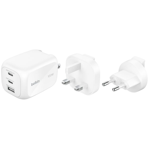 BELKIN 100w 2C1A Wall Charger with interchangable plug tips UK, EU, US