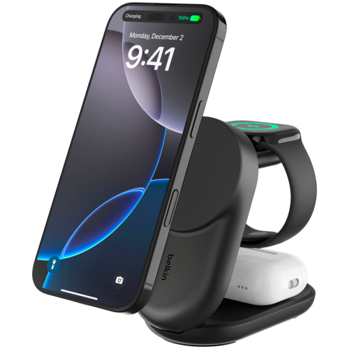 BELKIN 25w Qi2 3-IN-1 Foldable Charger, Black