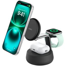 BELKIN 25w QI2 3-IN-1 Wireless Charging Stand, Black