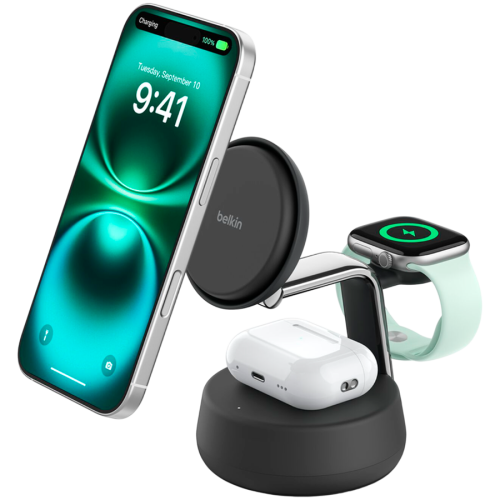 BELKIN 25w QI2 3-IN-1 Wireless Charging Stand, Black