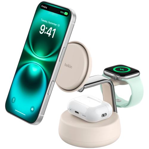 BELKIN 25w QI2 3-IN-1 Wireless Charging Stand, Sand