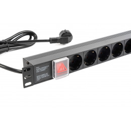 Блок розеток RAPAN-PDU6S-S 6 гнезд Schuko, кабель 2м с вилкой Schuko