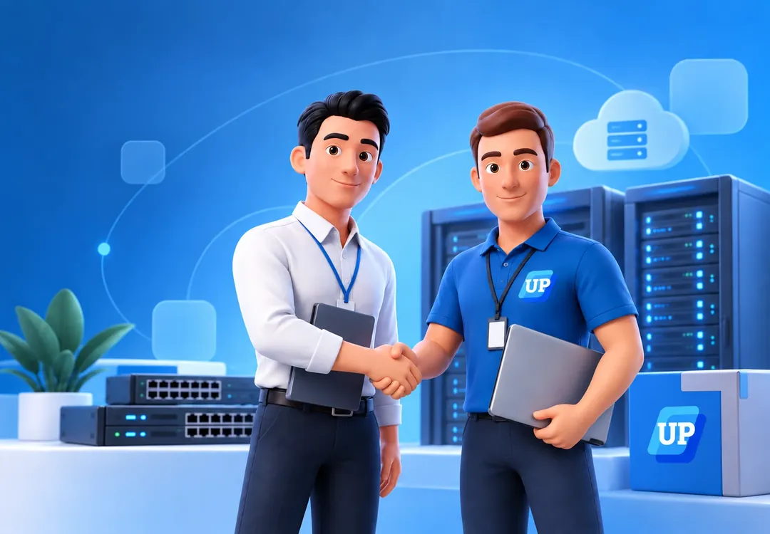 Инженер LINK-UP INTEGRATOR и заказчик у серверных стоек